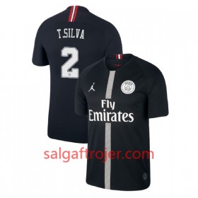 Paris Saint-Germain Fodboldtrøjer Thiago Silva 2 Jodan Sort 3. sæt 2018/19 Kort ærmer